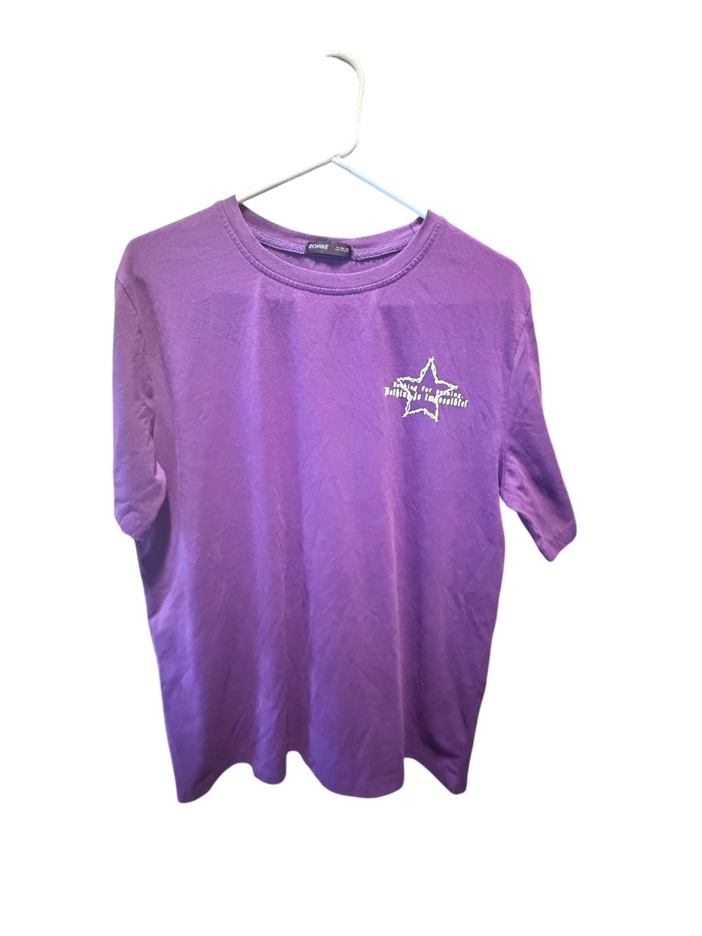 ROMWE Purple Short Sleeve Star Graphic Tee